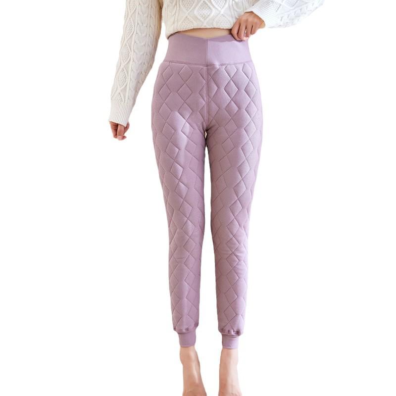 Women's Plus Velvet High-Waisted Lambskin Leggings - Warm, Thick, Elastic Cotton Pants for Autumn and Winter