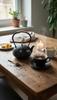 Cast Iron Kettle Black 1L + Steel Infuser For Tea And Herbs
