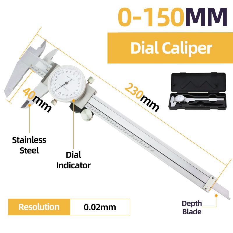 Vernier Caliper With Meter Dial Calipers Metal gauge Micrometer Ruler Metal Caliper Stainless Steel Gauge Depth Measuring Tools