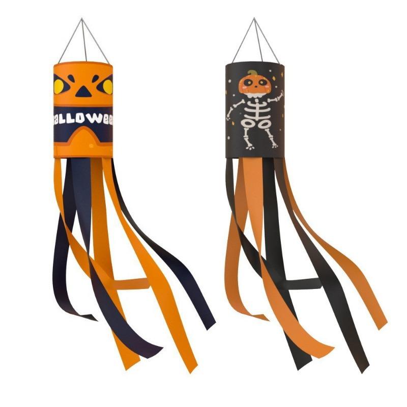 1pcs Halloween Windsock Ghost Flag Polyester Hanging Garden Decoration for Festival Party Windsock Banner Garden Decoration