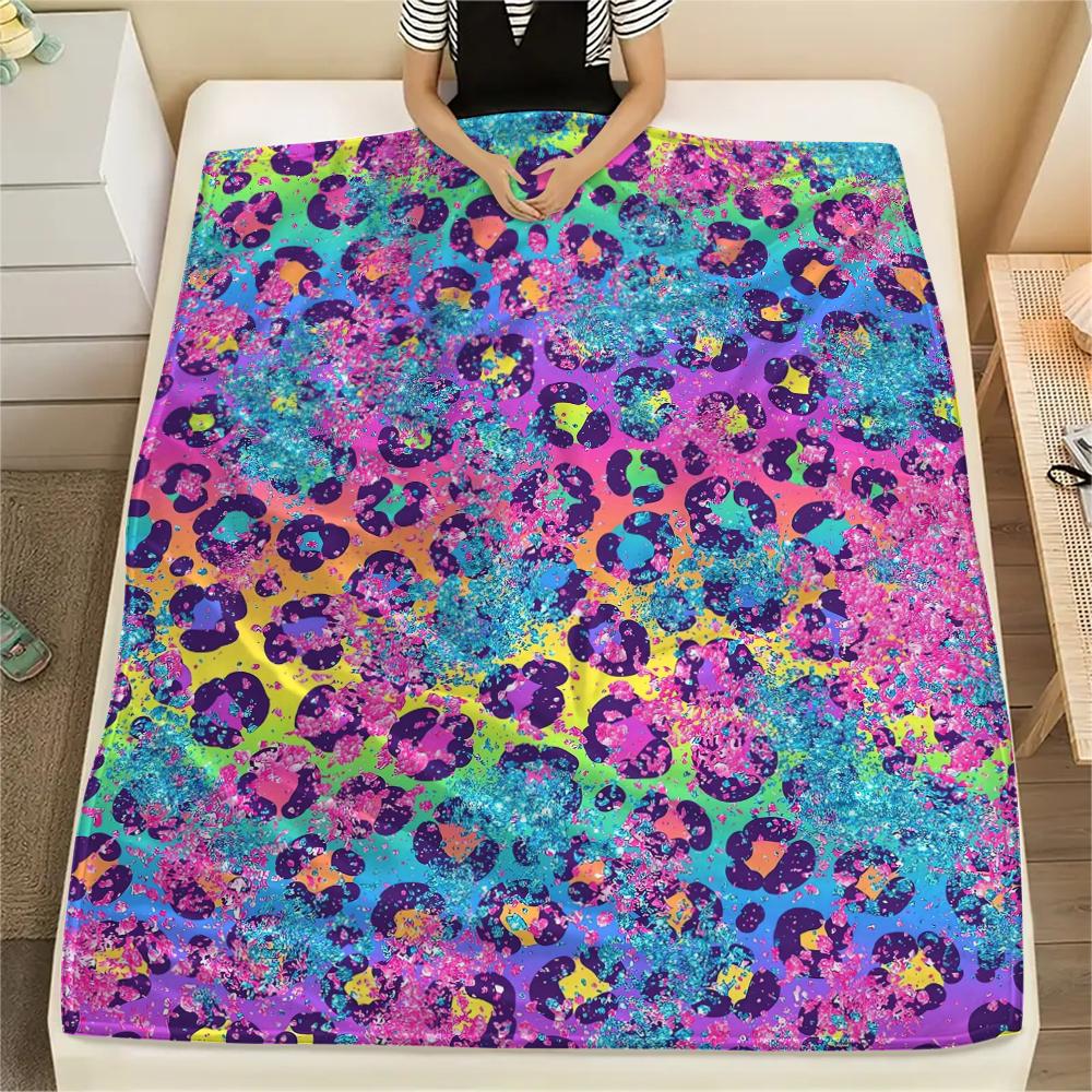 1Pc Leopard Pattern Print Flannel Blanket, High Quality Comfortable for All Seasons, Home Decor, Warmth and Comfort, Perfect for Christmas Gifts