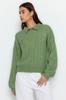 Women's Fashionable Stylish Sweater Orange Wide Fit Soft Textured Hair Braided Knitwear Sweater