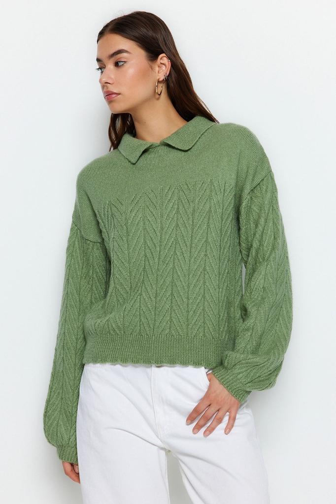 Women's Fashionable Stylish Sweater Orange Wide Fit Soft Textured Hair Braided Knitwear Sweater