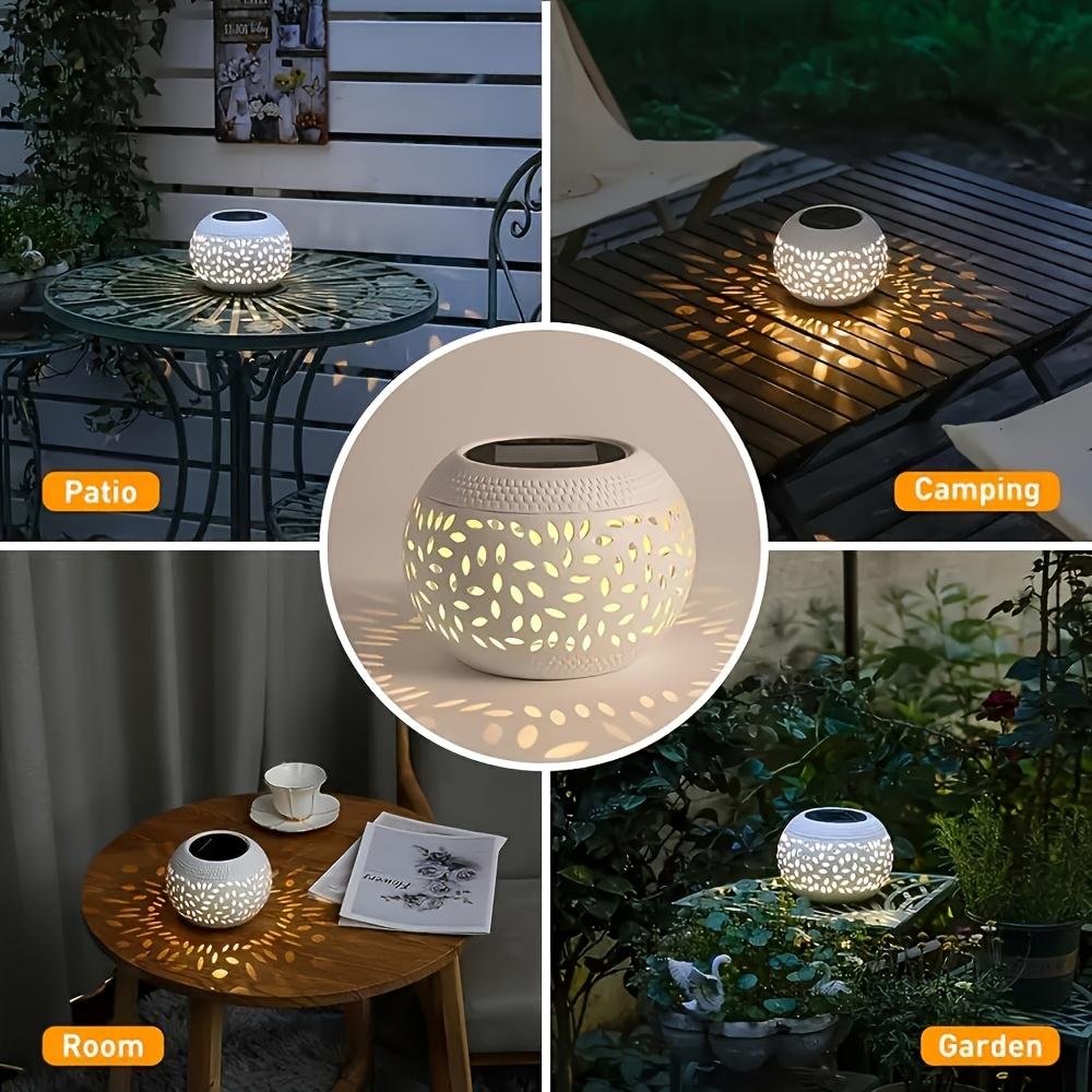 White outdoor solar lamp, openwork design, stylish and simple, high-quality LED, tabletop decorative lamp