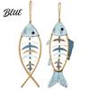 Wood Wall Hanging Decoration Bohemian Wooden Fish Decor With/without LED Lights Coastal Retro Ornament Handmade Hemp Rope for Bedroom Living