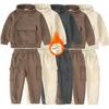 Children's Solid Color Hooded Long Sleeve Top and Pants Set for Medium and Large Boys and Girls - Trendy Autumn Clothing