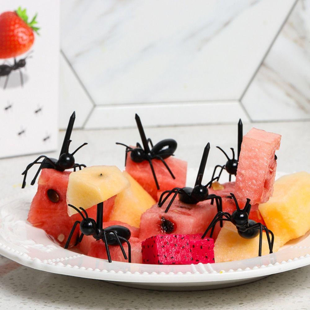 6PCS/12PCS ABS Plastic Ants Moving Fruit Fork Fruit Pick Cake Snack Fork  Party Supplies