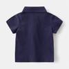 Polo de Manga Curta Estilo Coreano para Crianças - Camiseta de Algodão de Verão para Meninos