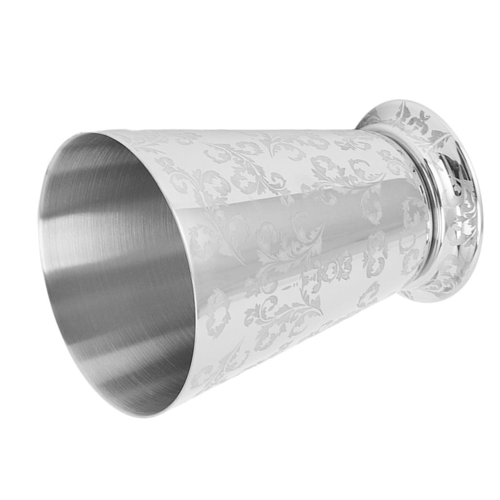 Cocktail Drinking Cup 304 Stainless Steel Silver Finish Moscow Mule Mug for Bars Home Leaf Pattern Carving