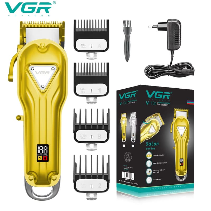 

VGR V-134 Men s Professional All-metal Electric Hair Clipper with Long Battery Life Rechargeable Stainless Steel Blade Clipper Carved Razor Shaver золотой