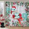 Merry Christmas Shower Curtain Winter Red Truck Snowman Reindeer Snow Farmhouse Shower Curtain Washable Polyester Bathroom Decor