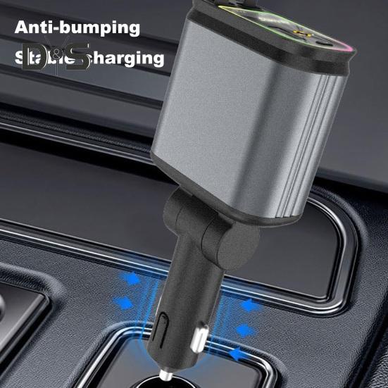 Încărcător auto retractabil 4 în 1 Starlight Roof Light Adaptor dublu tip C pentru încărcare rapidă Cabluri retractabile Încărcător USB pentru iPhone