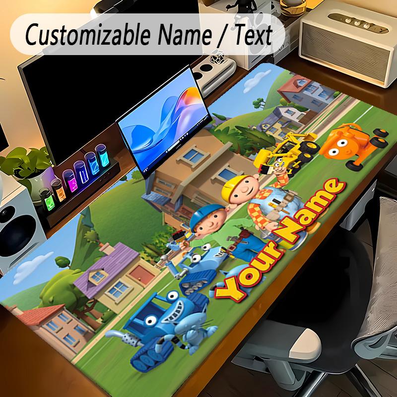 Large Mouse PadBob the Builder Custom Name Text Personalized Desk Mat Non Slip Gaming Pad