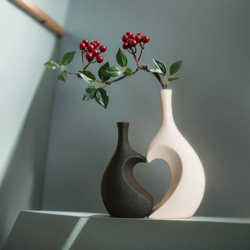 A Set Solid Color Ceramic Vase Elegant Water Cultivation Vase Creative Flower Arrangement Vase