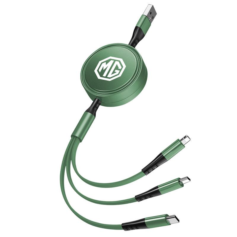 Car Charging Cable 3 in 1 USB Cable For Lightning Type C Micro USB Fast Charging Cable For Morris Garages MG 3 5 6 7 HS ZS GS H