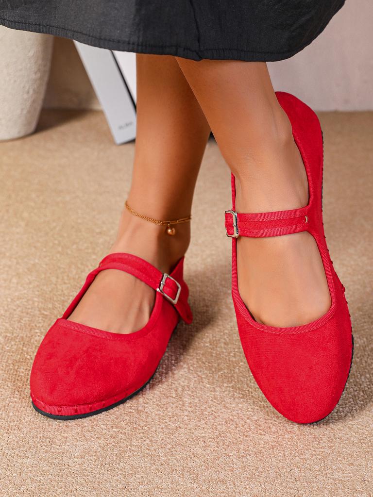 Fashion Elegant Suede Mary Jane Flats Shoes Women Black Buckle Strap Shallow Casual Ballet Shoes Ladies Spring Autumn Canvas Loafers