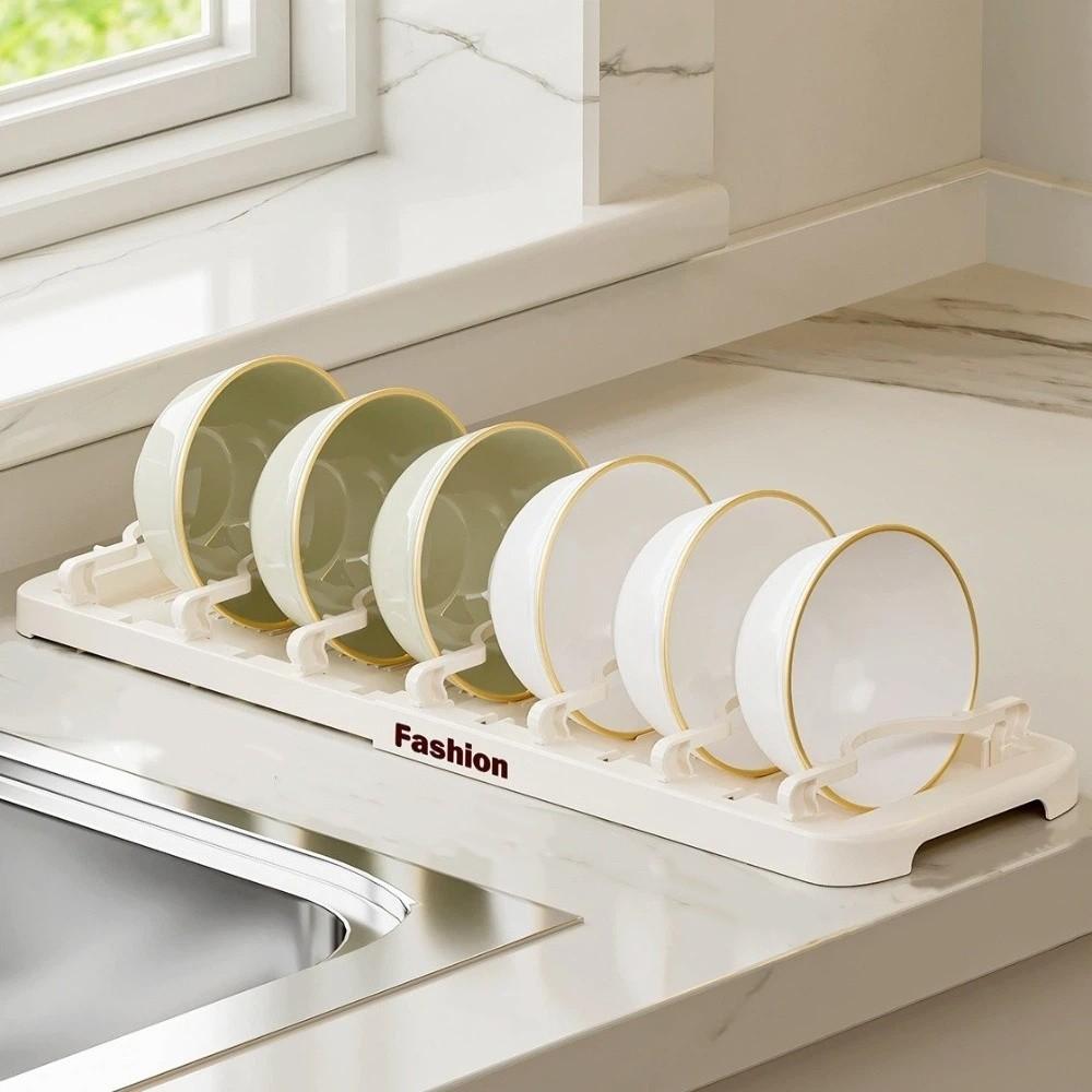Adjustable Telescopic Dish Drying Rack U-shaped Kitchen Storage Shelf Bowl Rack Bowl Plate Storage White Bowl Rack