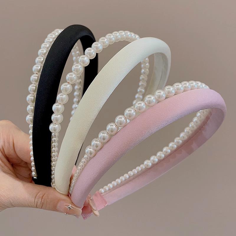 

2023 Women s Retro Pearl Headband - Hepburn Style Cheongsam Hair Accessory чёрный