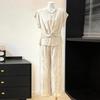 2026 Summer Slimming Two-Piece Set: Waist-Cinching Top & High-Waisted Wide-Leg Pants