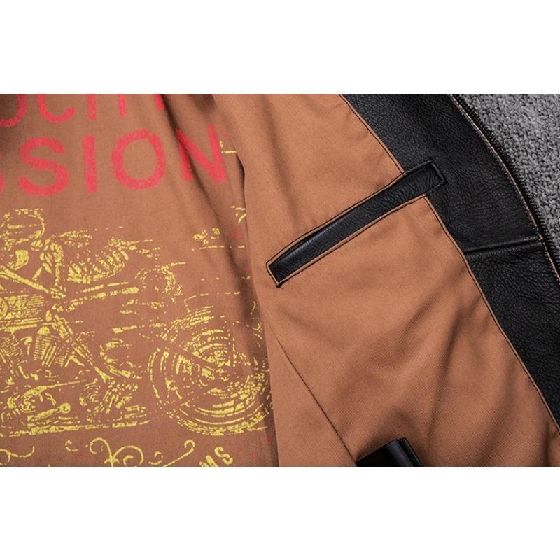 Kurtka motocyklowa Vintage w rozmiarze chińskim Czaszka 100% skóra bydlęca Slim Fit męska skórzana kurtka Zniszczona kurtka motocyklowa zimowa M203