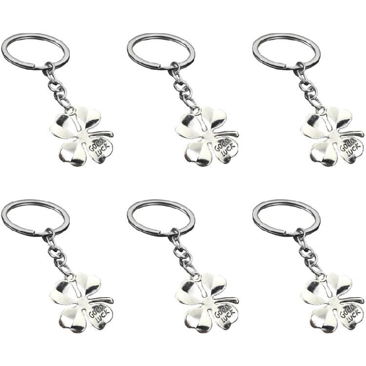 Vintage Style Four Leaf Clovers Keychain Set Of 6 Lucky Charm For Success Exams New Beginnings