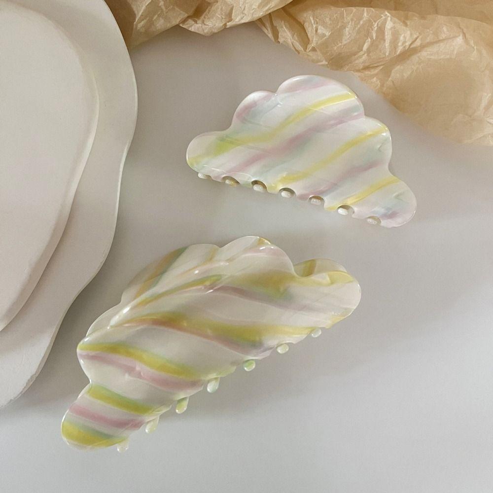 Colorful Stripe Shark Clip Stripe Rainbow Hair Clip Elegant Cloud Acetic Hair Claw  Lady/Girls