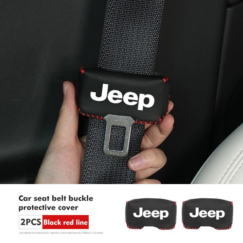 Car Seat Belt Buckle Plug Leather Car Seat Belt Clip Protective Covers For uhf9 Grand Cherokee Wrangler JK Renegade Gladiator rf3