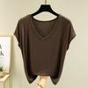 Letnia damska kamizelka bez rękawów z modalu Gładka V-neck Podstawowy T-shirt Luźny T-shirt z modalu Topy Codzienna podkoszulka