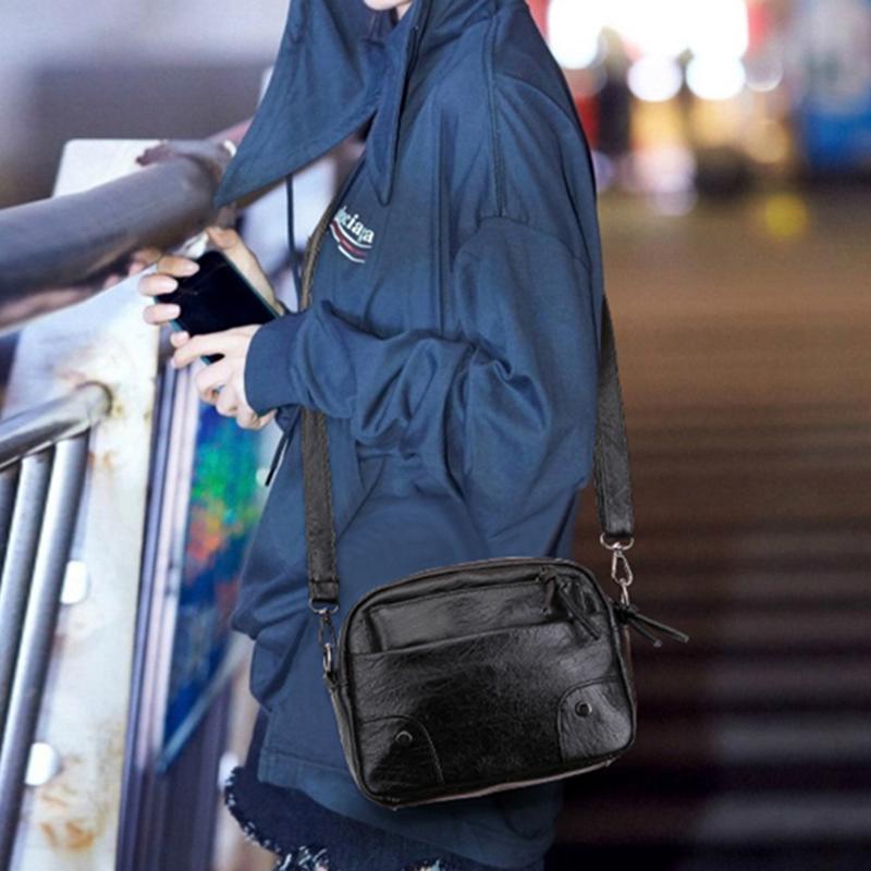 Women Vintage Shoulder Strap Bags PU Leather Small Handbag Female Multi-Pocket Crossbody Bags
