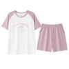 Women's Summer Cotton Pajama Set - Short Sleeve, Round Neck, and Shorts - Lightweight Casual Wear for Teens and Men
