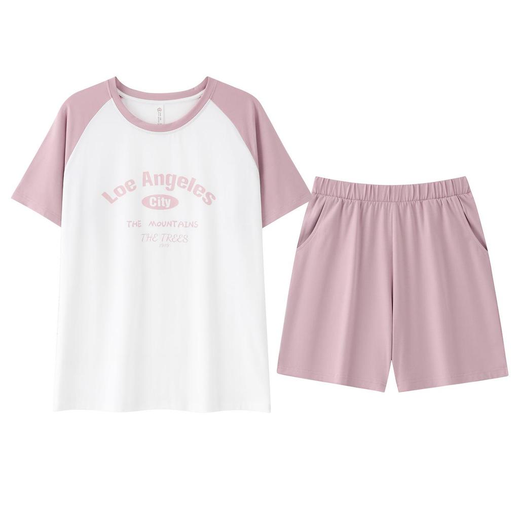 Women's Summer Cotton Pajama Set - Short Sleeve, Round Neck, and Shorts - Lightweight Casual Wear for Teens and Men