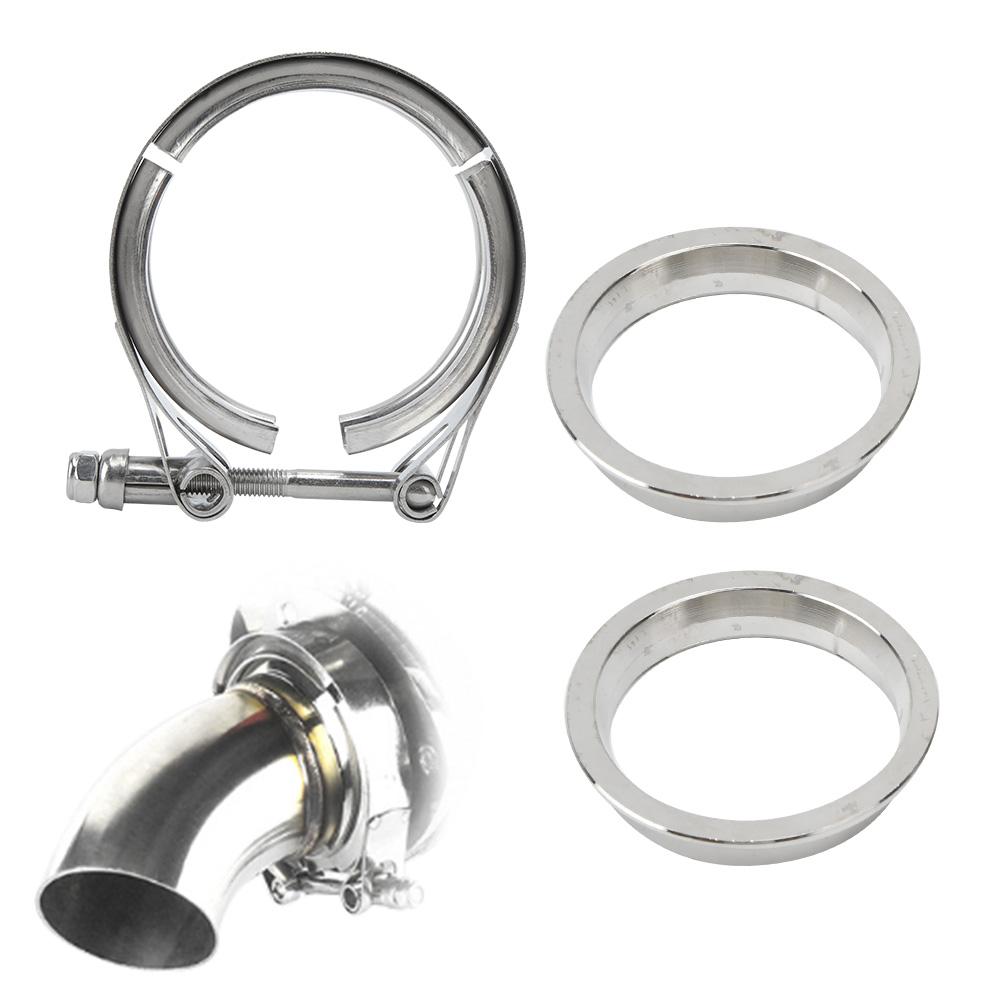 Bil V-båndklemme Eksos Downpipe Flenssett 304 Rustfritt stål(3,0 tommer   76 mm )