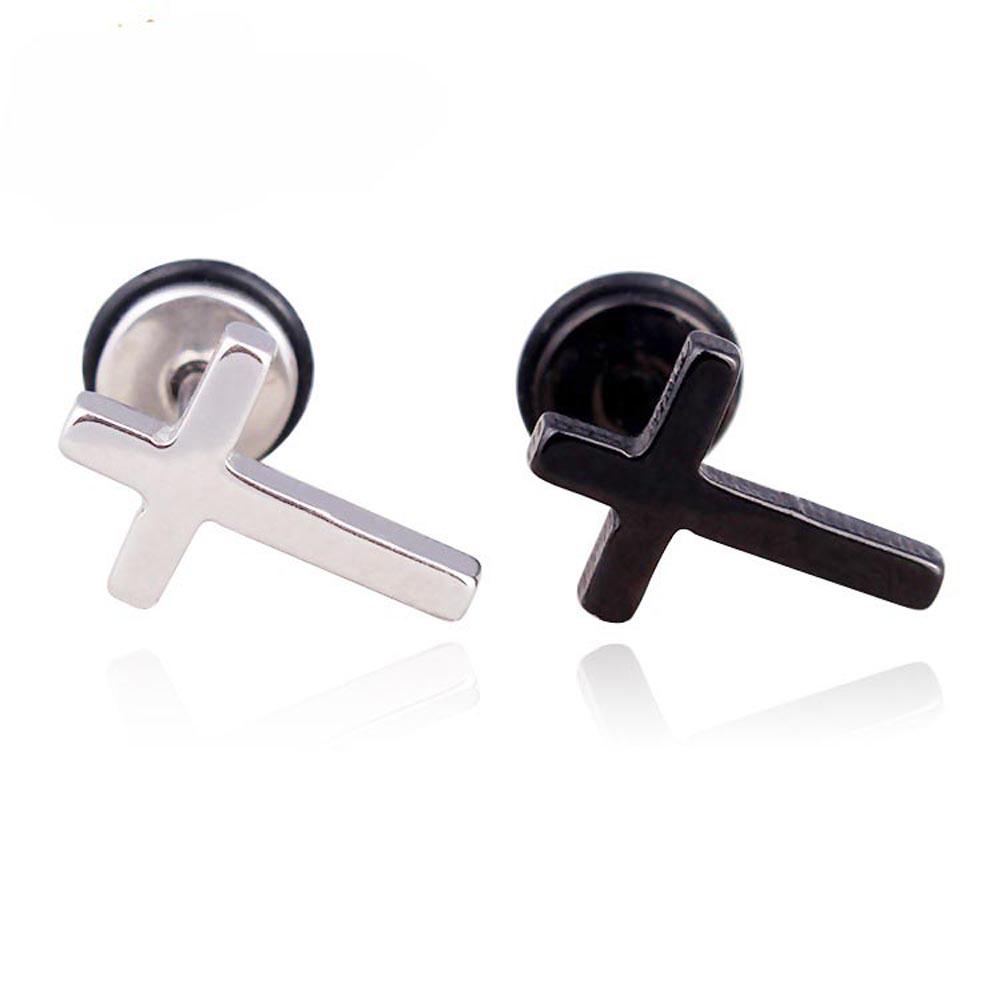 High Grade Stainless Steel Stud Earrings Anime Cross For Women Girls Fashion Geometric Ear Jewelry Birthday Gifts 2pieces