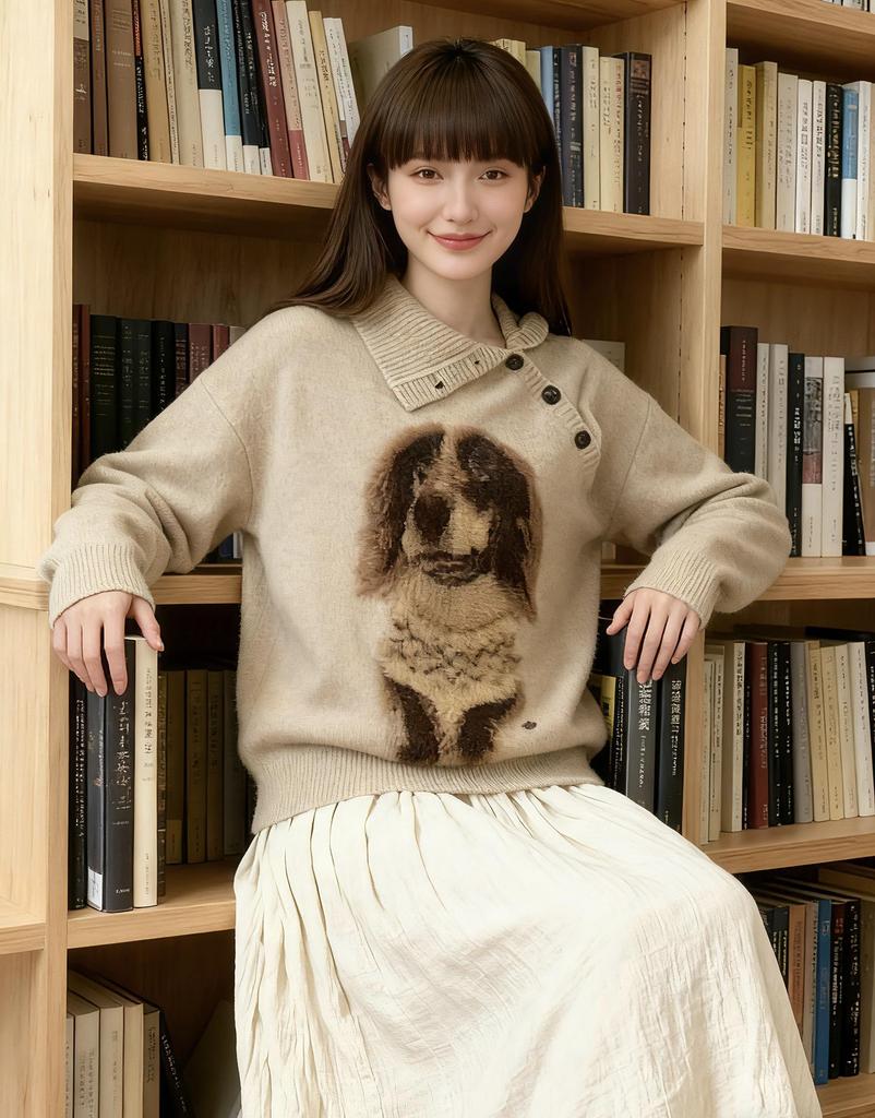 Women's Retro Dachshund Knit Sweater - Cute, Stylish, and Unique.