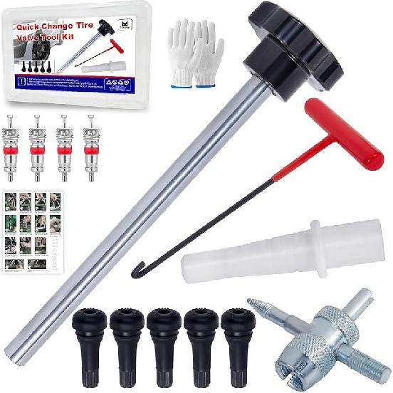 Quick Change Tire Valve Tool Kit,Tire Valve Stem Core Quickly Replacement Tool Kit,Perfect Tool For Replacing Leaky Valves In