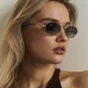 European and American 1111 small frame sunglasses sunglasses double beam oval sunglasses women's concave shape light luxury style