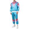 Womens 80s Theme Party Tracksuit Color Block Satin Sports Set Stand Collar Long Sleeve Zipper Jacket Drawstring Sweatpants