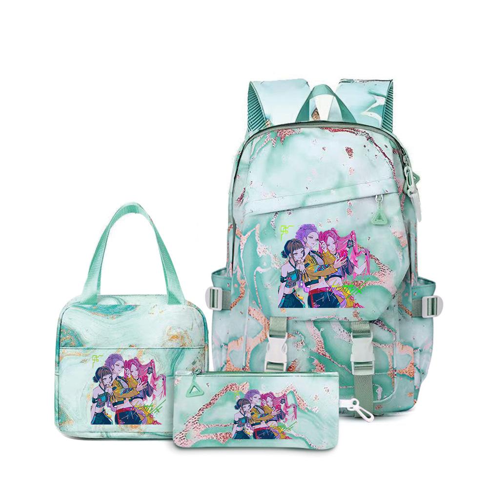 School Season Printed Student Schoolbag Backpack Shoulder Pencil Bag Three-Piece Set