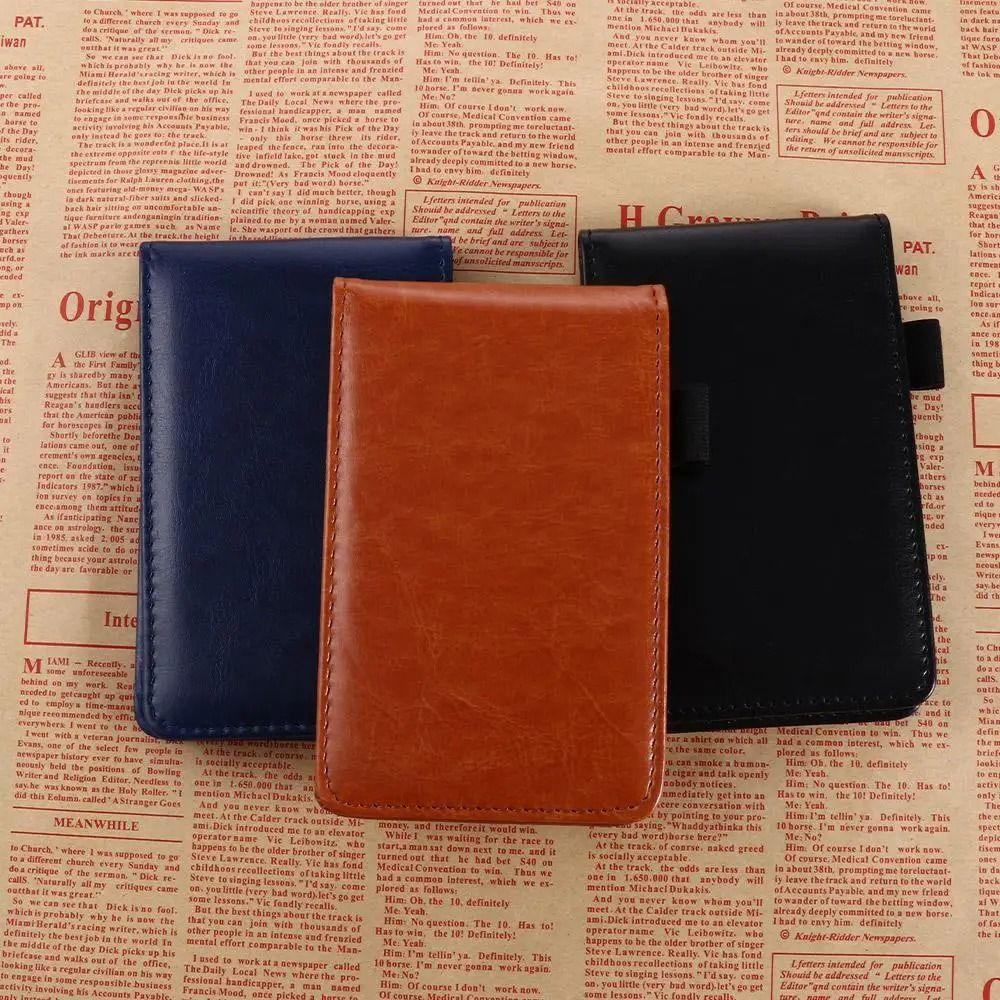 Leather Cover Pocket Notepad Lined Paper Business Memos Retro Portable Planner Office Use