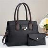 2026 New Contrasting Color Lychee Pattern Simple Large-capacity Texture Mother and Child Bag Single Shoulder Oblique Span Atmospheric Women's Bag