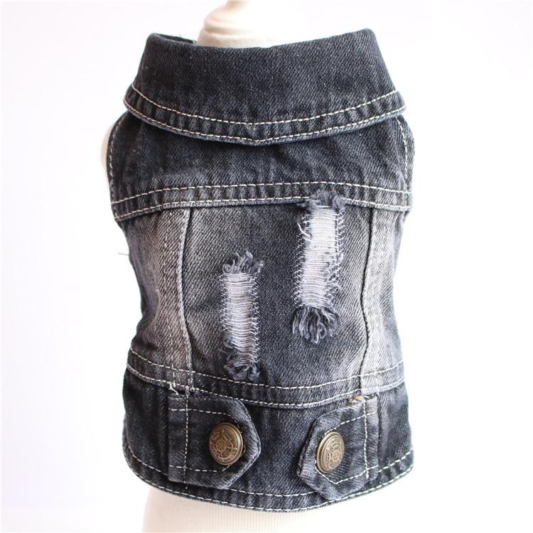 

Bei Pet Trendy Pet Denim Vest with Ripped Design for Bichon and Teddy Dogs - Spring/Summer Outfit Medium