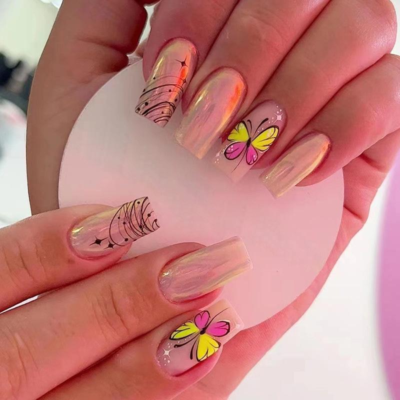 24 Pcs French White Cloud Press On Nails Waterproof Full Coverage Fake Nail Art Accessories And Tools Kit