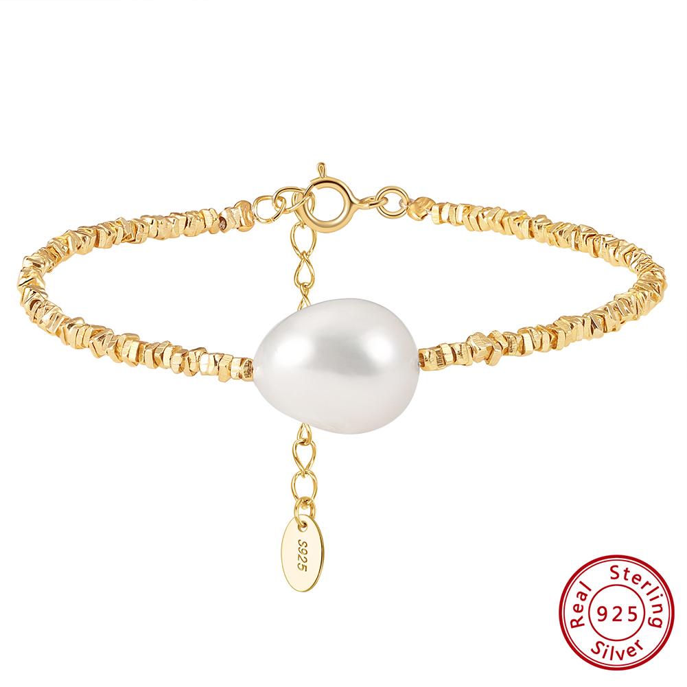 ORSA JEWELS Подлинное золотое 14K колье-цепочка с самородком и натуральным пресноводным жемчугом 11 мм для женщин Ручная работа GPN36