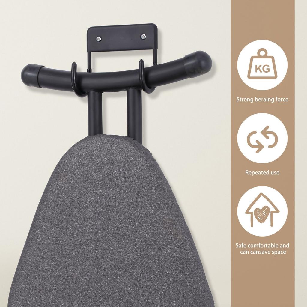 Ironing Board Wall Mount Hanger Holder Iron Board Organizer Wall Rack Hanger Hook Over Door Storage Sturdy Easy Installation