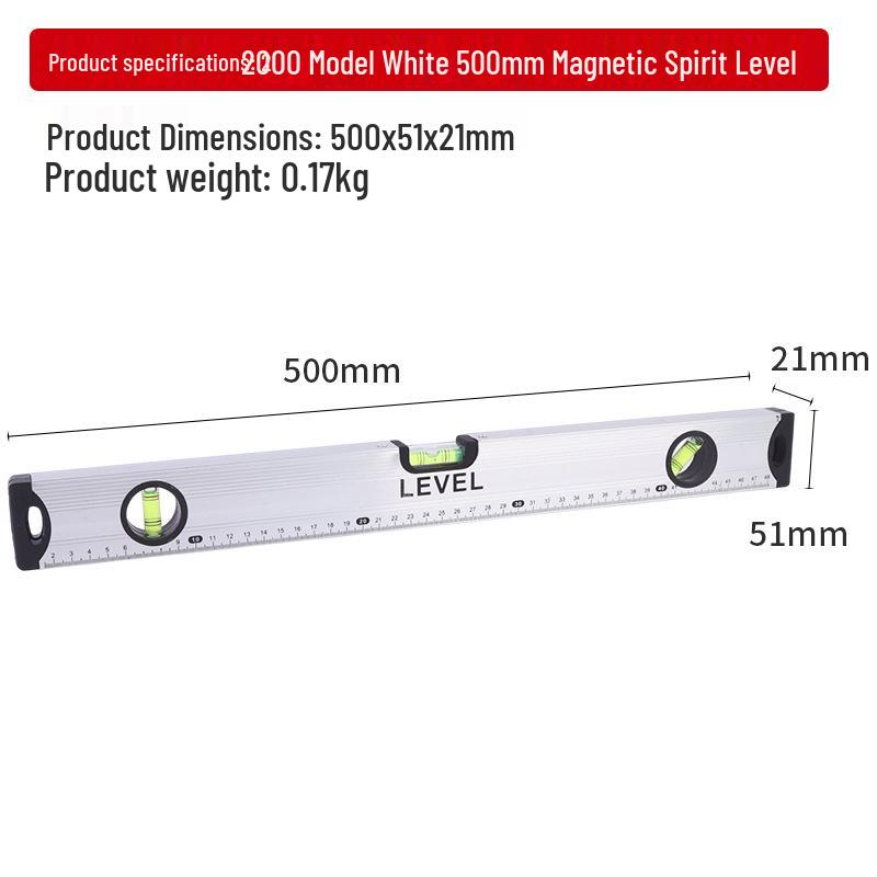 High-Precision Magnetic Spirit Level - Cast Aluminum, Strong Magnet, Multiple Specifications, Professional Measuring Tool for Home Use.