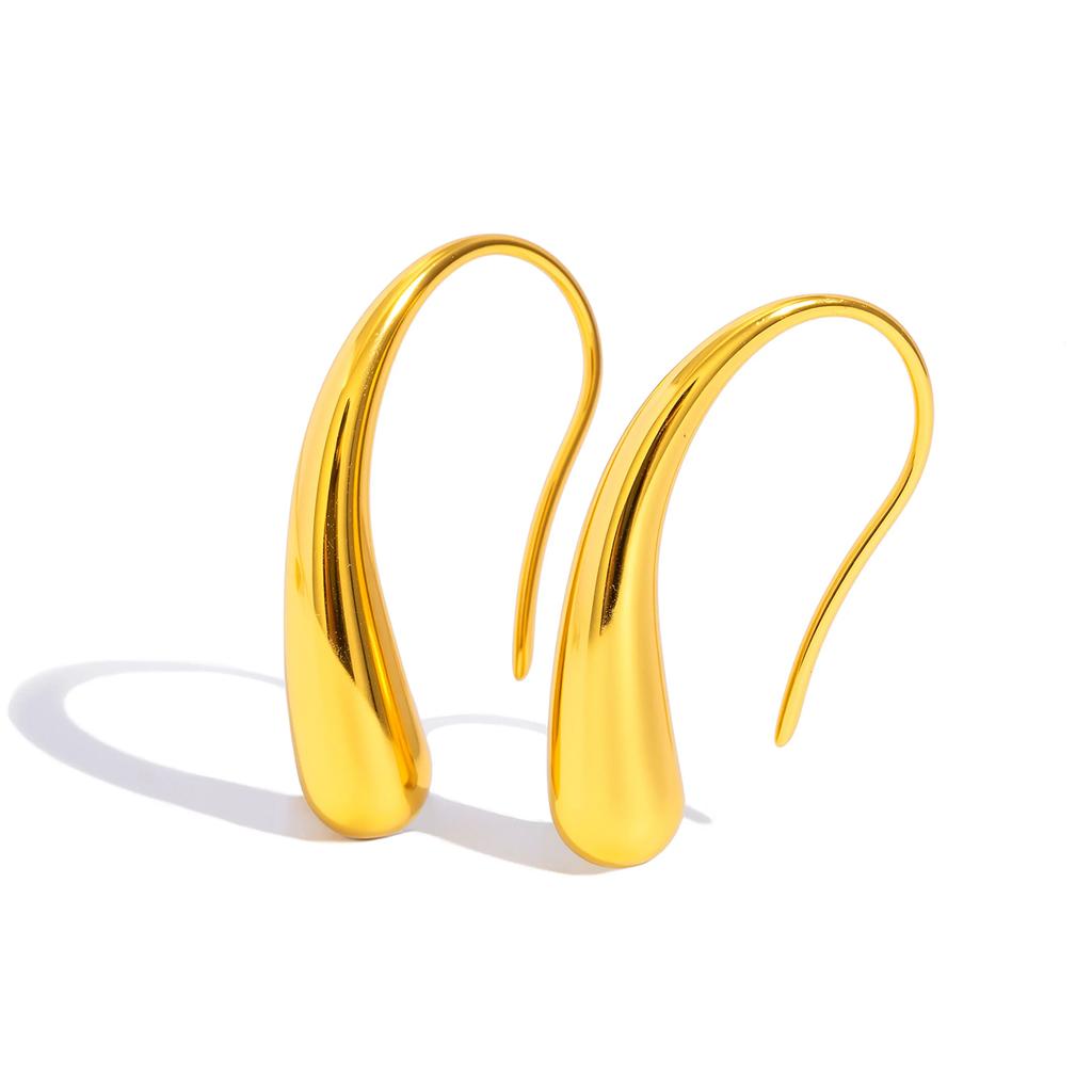 Women's Classic Teardrop Earrings - Lightweight Small Fish Hook Back, 18K Gold Plated Stainless Steel, Hypoallergenic Everyday Gold Jewelry