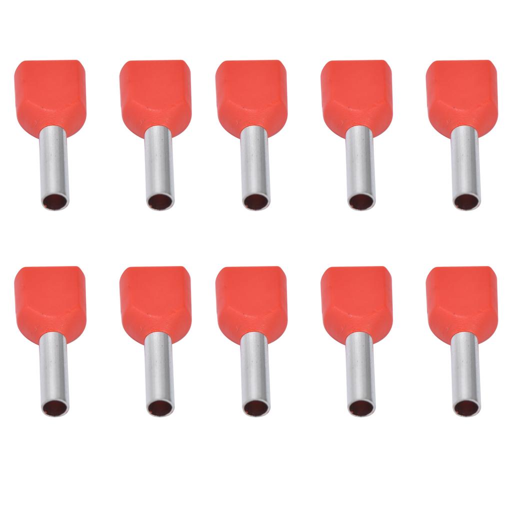 100PCS Insulated Ferrules Terminal Copper Tube PVC Crimp Connector for 2x18AWG Wire TE1008
