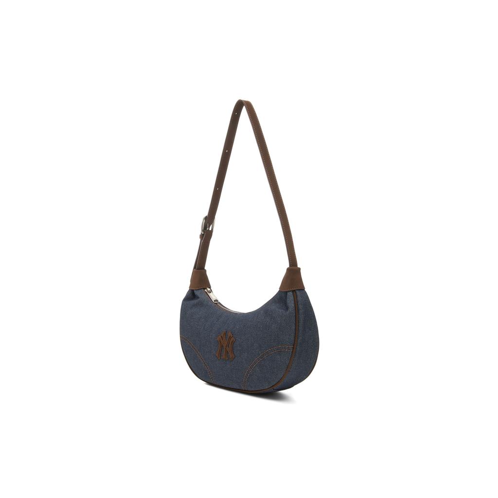 MLB New York Yankees FW25 Vintage Denim Minimalist Commuter Adjustable Shoulder Bag Unisex Bags Indigo 3ABQMV35N-50INS