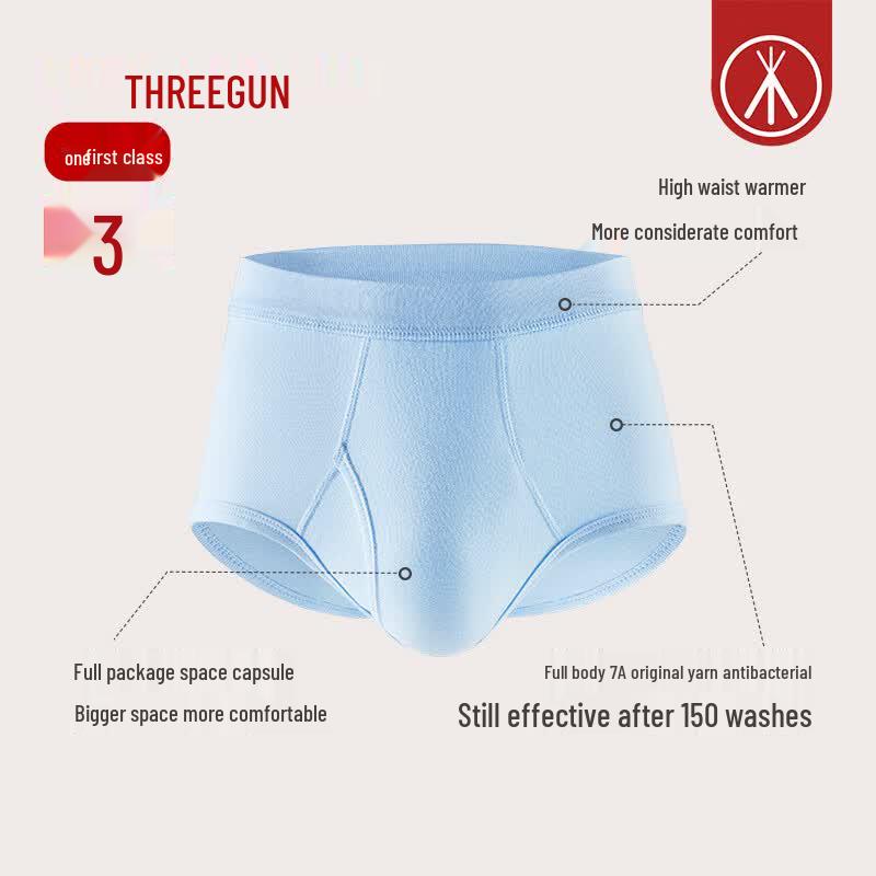Sanqiang Men's 100% Cotton Antibacterial Briefs 3-Pack
