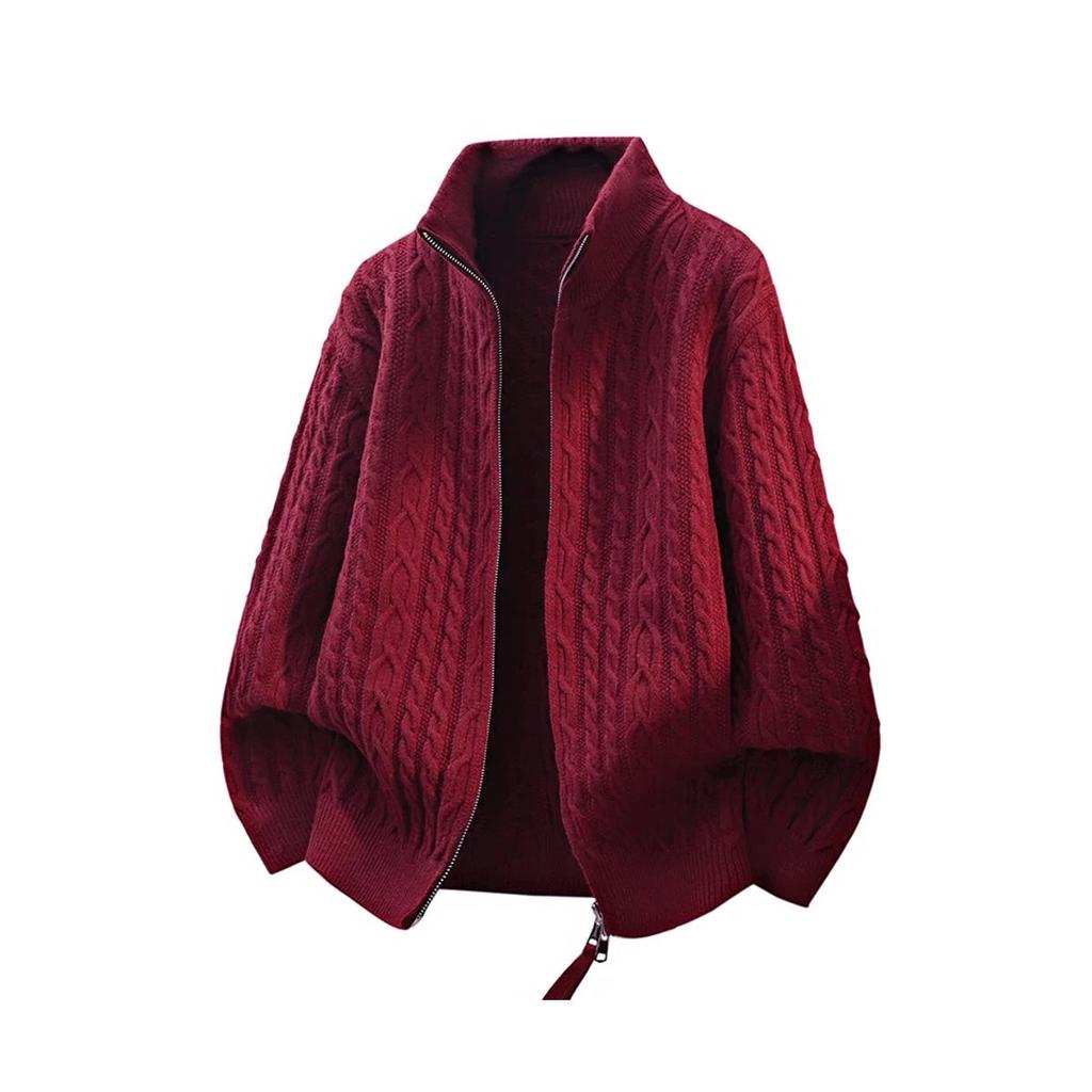 Men Knitted Cardigan Man Vintage Stand Collar Cardigan Men Oversize Loose Sweater Autumn Male Casual Sweater Korean Jackets